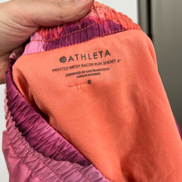 Athleta Printed Mesh Racer Run Shorts 4” Make a Splash Warm Built-In Brief - Picture 5 of 8